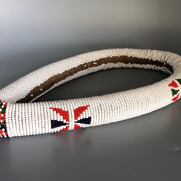 African Traditional Maasi / Zulu Beaded Ceremonial Collar Neckpiece Vintage Authentic Mid-Century