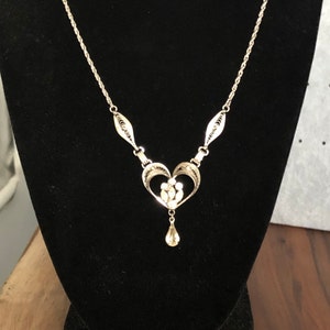 Sterling and Crystal Heart Pendant and Chain