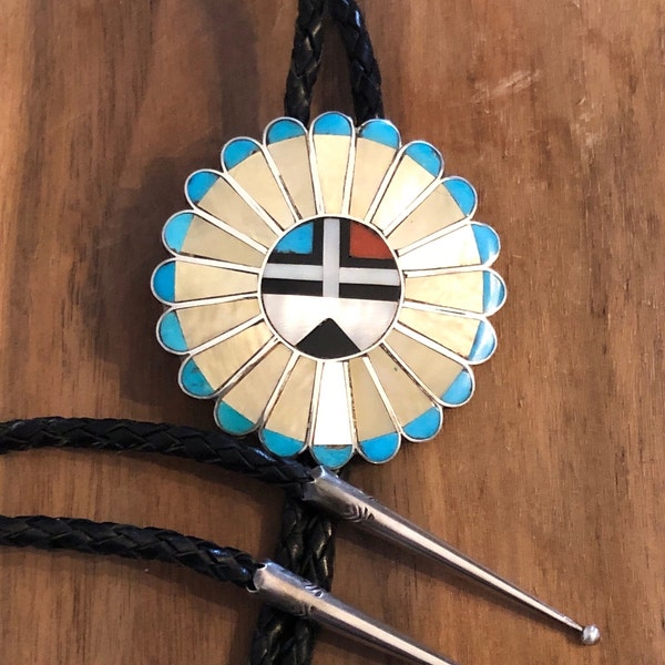 Turquoise and Sterling Bolo Tie Vintage 30's to 40's