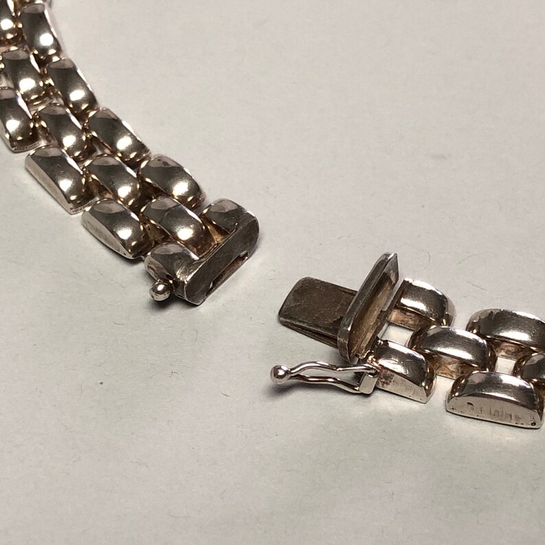 Vintage Sterling Panther Link Chain Necklace Three Rows Heavy Etsy