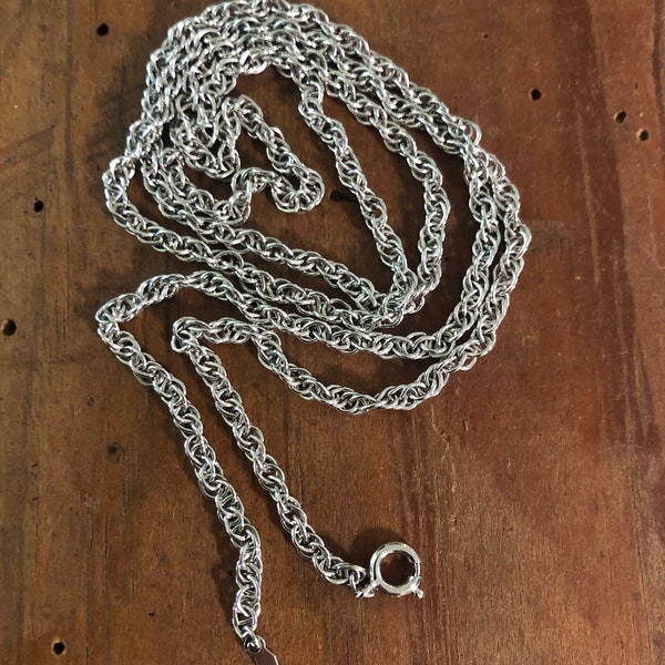 Vintage Sterling Silver Rope Chain 30" Long Classic Dressy or Casual Unisex Jewelry