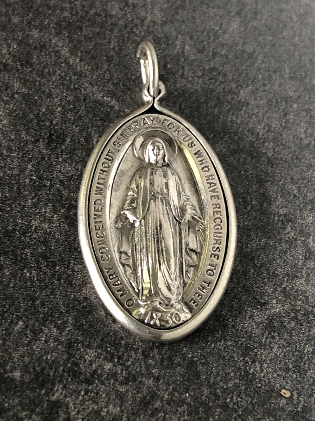 Vintage Sterling Silver Miraculous Mary Medal Necklace: Catholic Faith ...
