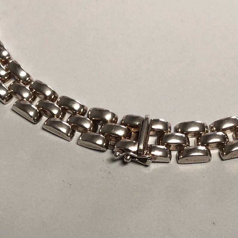 Vintage Sterling Panther Link Chain Necklace Three Rows Heavy Etsy