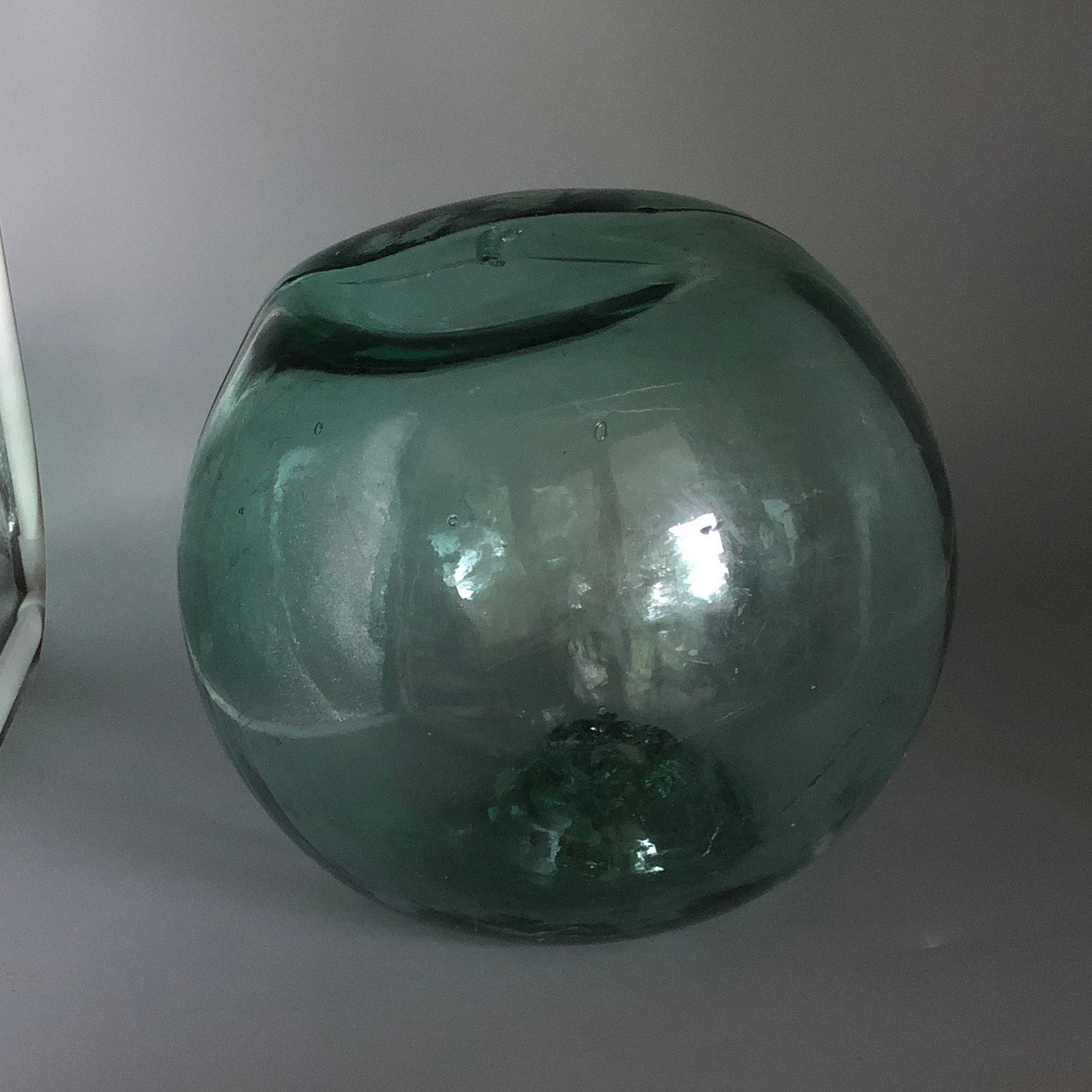 2.5 Japanese Glass Floats w/ Netting, Vintage Fishing Buoys From