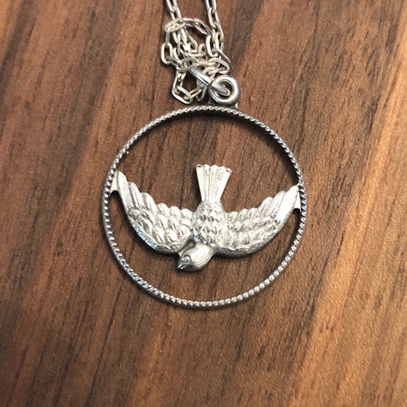 Sterling Silver Peace Dove Pendant and Chain 925 … - image 1