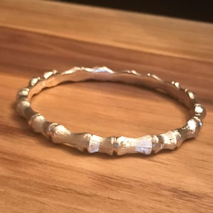 Classic Vintage  Mid-Century Bangle Bracelet Sterling Silver Bamboo Form HEAVY Solid Silver