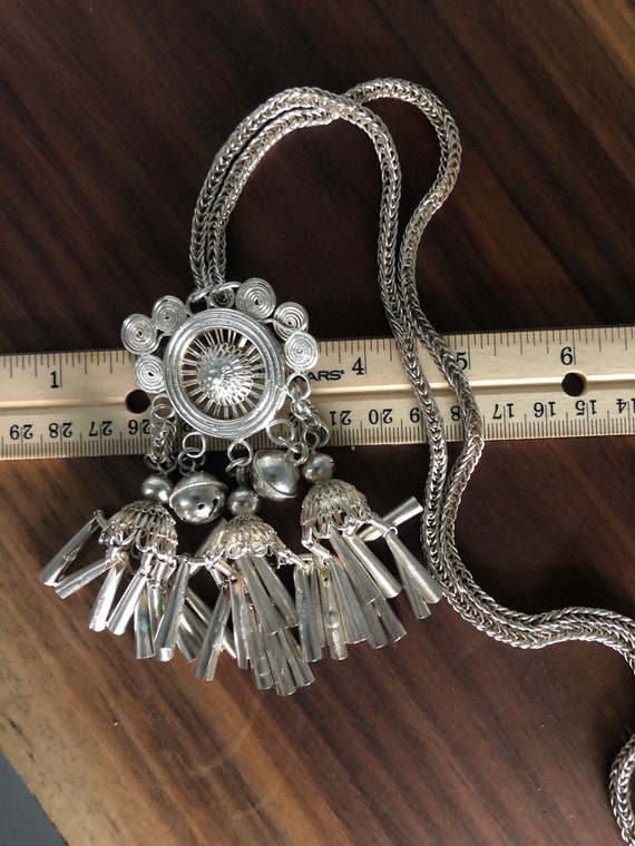 Vintage Tribal Pendant Necklace - Sterling Silver… - image 4