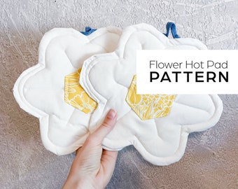 Hot Pad-patroon // Bloempothouder // Pannenlap // Ovenwant // Eenvoudig patroon // Basisnaaipatroon // Leuk patroon // Scrapbuster