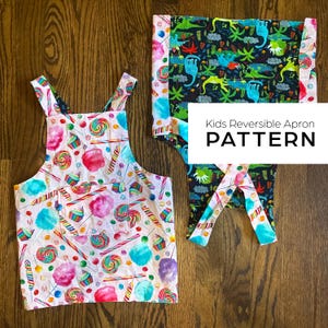 Kids Apron Pattern // Easy Sewing // Reversible // No-tie Apron // Digital Pattern // Pocket Apron // Sewing Gift // Simple Sewing Project