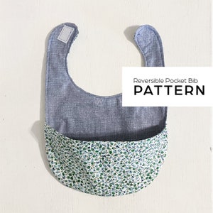 Baby Bib Pattern // Easy Reversible Bib // PDF Pattern // Printable Pattern // Pocket Bib // Baby Bib // Baby Shower Gift // Sewing Bib