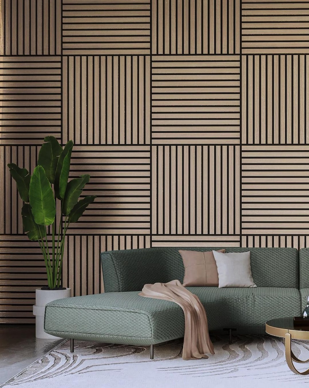 3D Natural Wood Acoustic Wall Slat Panel With Soundproof Floor-to ...