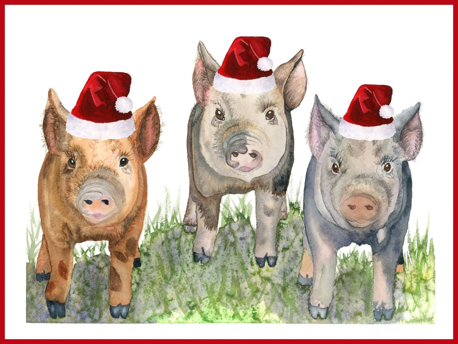 Christmas on the Farm Cards 5 Cards With White Envelopes Etsy