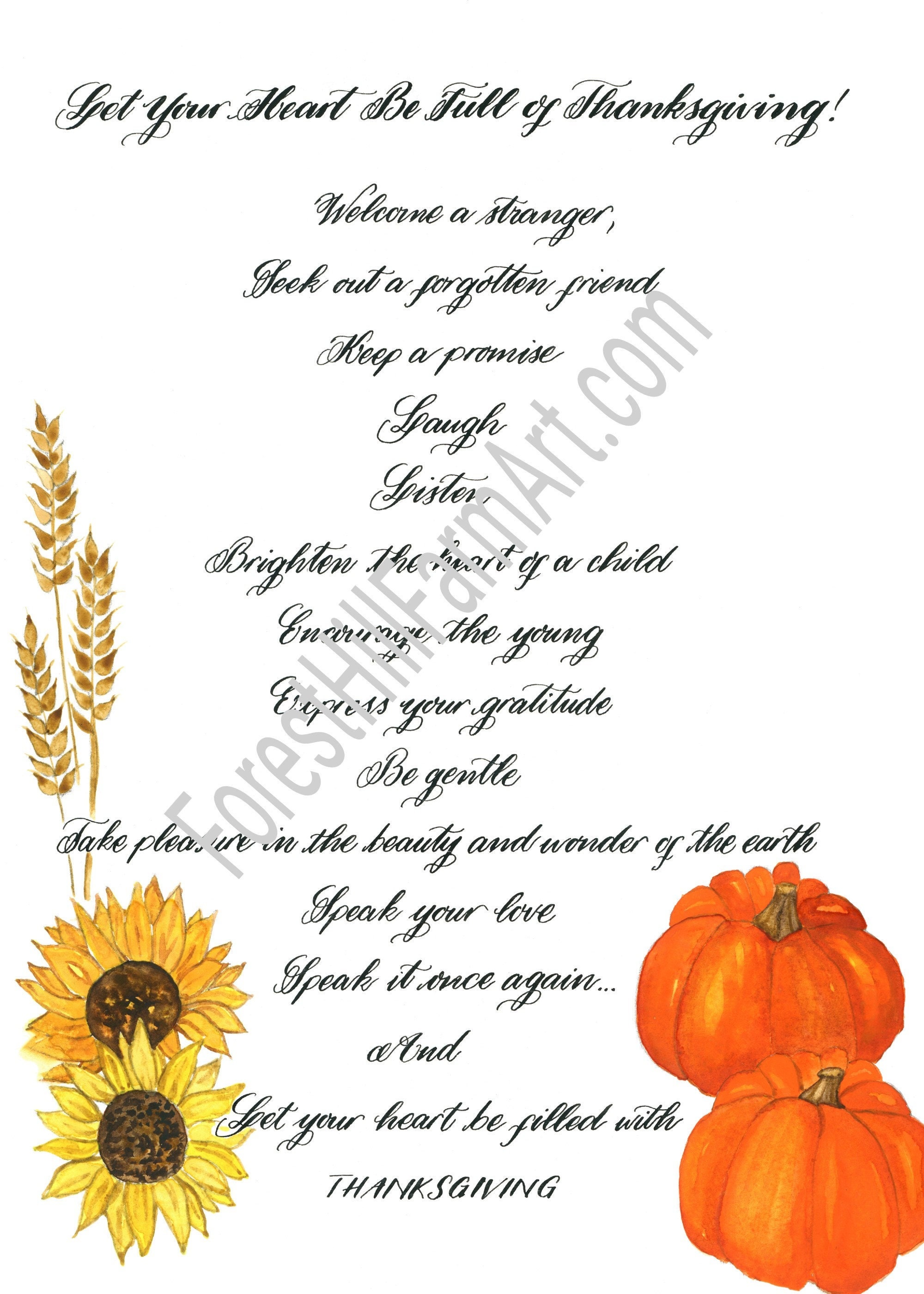 thanksgiving greeting/thanksgiving poem print ready - etsy