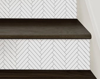 Herringbone Tile, Stair Riser Decals