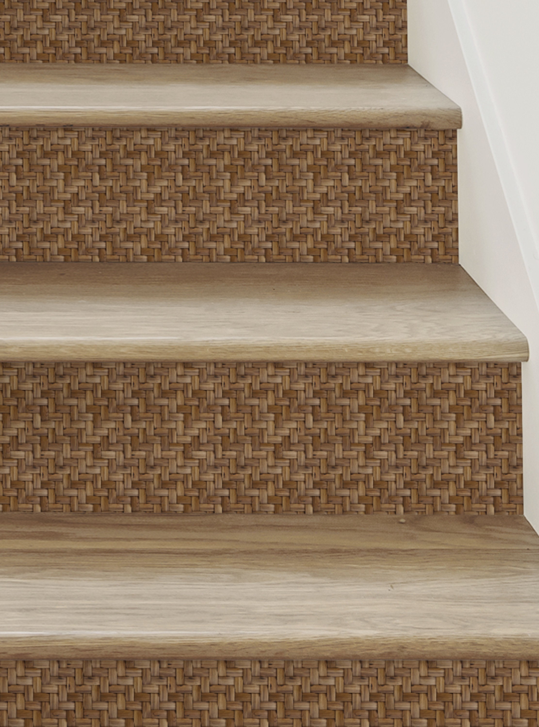 Wicker Weave Look Brown Self Adhesive Repositionable Stair Etsy