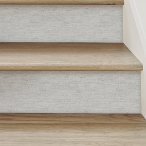 Canvas Look, Light Grey, Self Adhesive  Repositionable Stair Riser Stickers