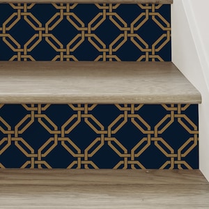 Octagon Links, Navy, Stair Riser Decals