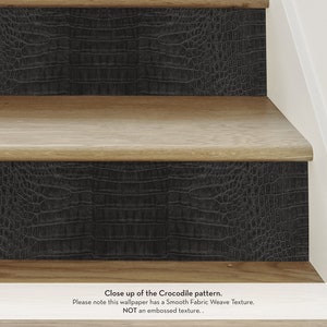 Crocodile Peel and Stick, Black, Stair Riser Decals
