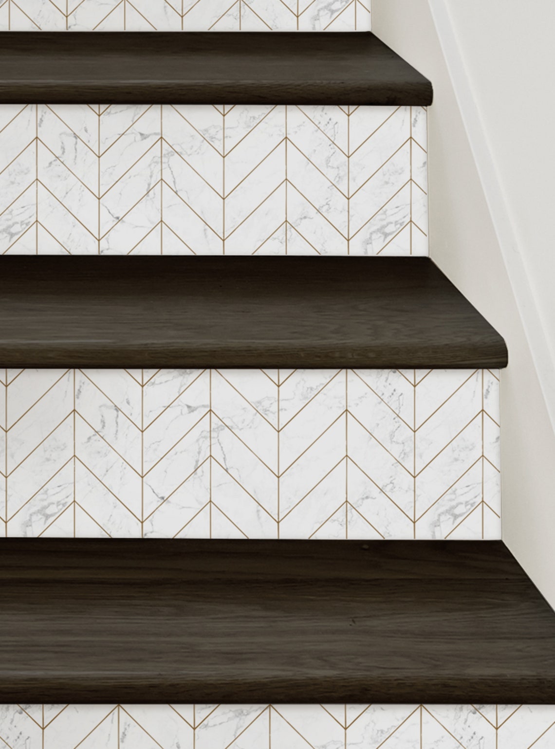 Chevron Marble Copper Gold Stair Riser Wallpaper - Etsy