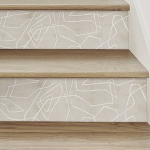 Entangled Lines Textured Look, Beige, Stair Riser Decals