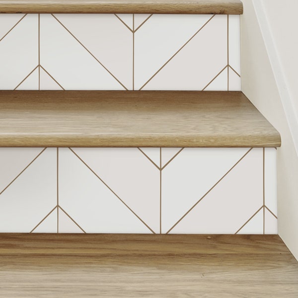 Gold Lines Chevron, Off-White, Stair Riser Decals