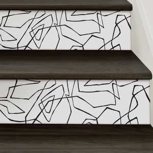 Entangled Lines Abstract, Black, Stair Riser Decals