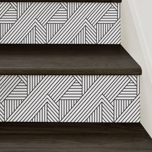 Interwoven Parquet Pattern, Stair Riser Decals