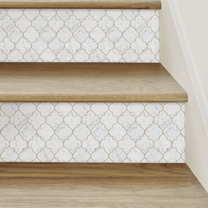 Moroccan Marble, Copper Gold, Stair Riser Decals