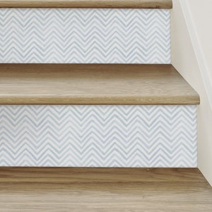 Watercolor Chevron, Slate Blue, Stair Riser Decals
