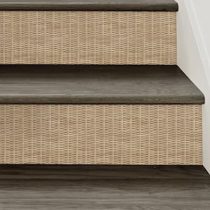 Rattan Weave Look, Natural, Self Adhesive  Repositionable Stair Riser Stickers