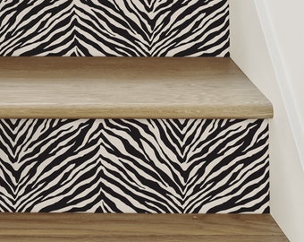 Zebra Print, Black, Stair Riser Decals