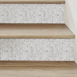 Crosshatch, Black, Self Adhesive  Repositionable Stair Riser Stickers