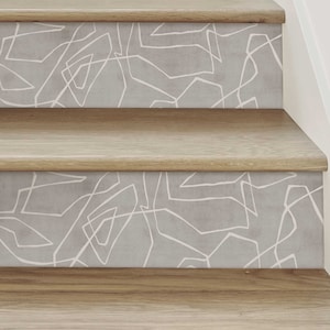 Entangled Lines Textured Look, Grey, Stair Riser Decals