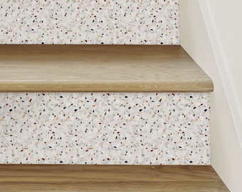 Calcomanías para contrahuellas de escalera en color terrazo gris