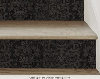 Damask Weave Textured Look, Dark, Stair Riser Decals