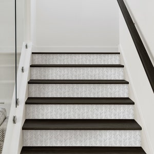 Water Color Herringbone, Winter Grey, Stair Riser Decals image 3