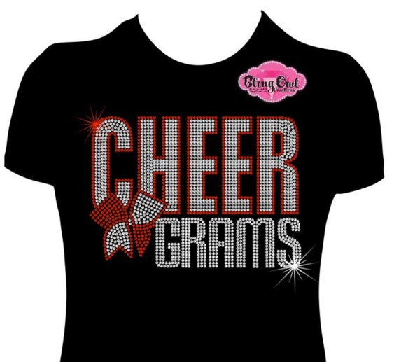 Cheer Grams Bow Rhinestone Bling T shirt Sparkling Cheerleader Tee Custom Cheer Apparel Gift for Cheerleaders Cheer Grandma Etsy