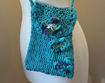 Crochet Butterfly Bag, Small Cotton Crossbody Bag, Girls Summer Handbag, Festival Purse, Last Chance