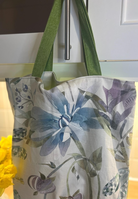 Botanical Leaf Tote | Cotton Linen Shoulder Bag | Floral Print | Reusable Shopping Bag UK