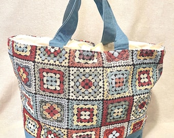 Knitting Project Bag | Crochet & Yarn Tote | Large Handmade Craft Bag | Sewing Storage Bag | Gift for Knitter