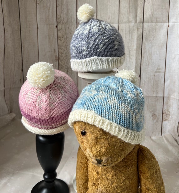 Handknitted Baby Beanie with Pompom