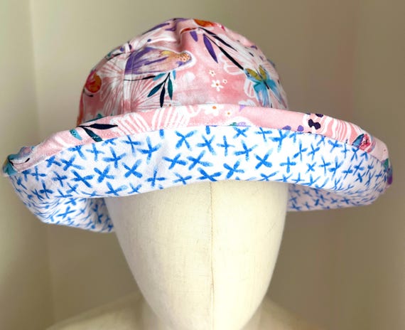 Womens Reversible Sun Hat | Handmade Cotton Sun Hat | Butterfly Print | Summer Hat UK | Matching Mum & Me Hat
