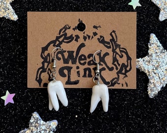 Handmade Polymer Clay Teeth Earrings: Quirky Dental Jewelry