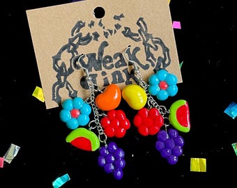 Fruity Cereal Dangle Earrings: Handmade Polymer Clay Charms