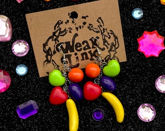 Fruity Candy Dangle Earrings: Handmade Polymer Clay Quirky Jewelry