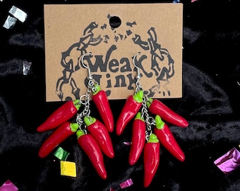 Polymer Clay Chili Pepper Dangle Earrings: Fun Foodie Jewelry