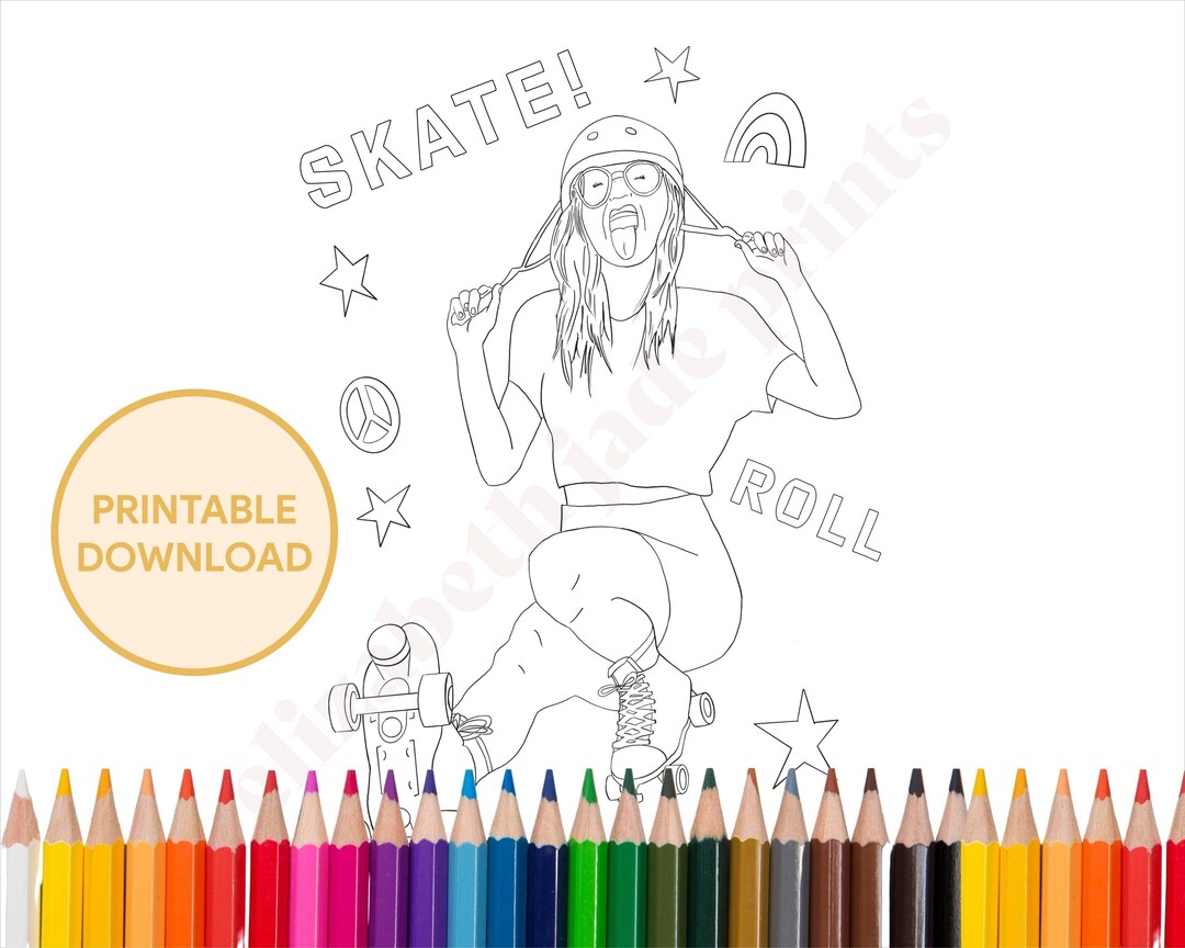 Roller Derby Coloring Pages Printable Instant Digital Download Roller ...