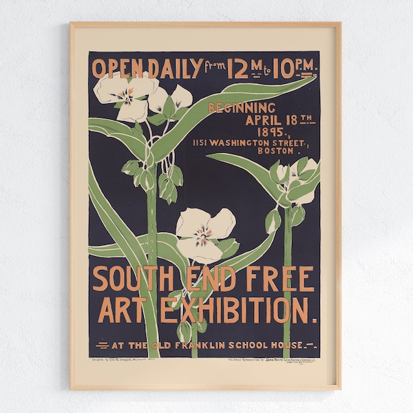 South End Free Art Exhibition Quirky Home Decor Cozy Apartment Decor Exhibition Poster Exhibition Poster Vintage Art Exhibition Poster