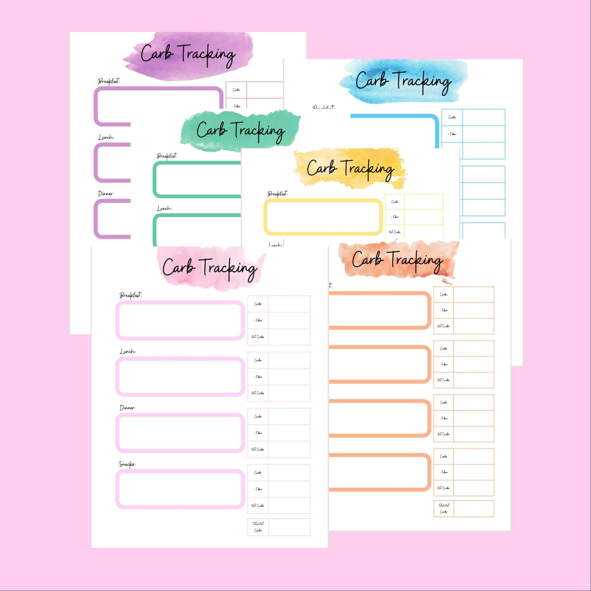 Carb Tracker, Instant Download Tracker. Keto, Low Carb Counting