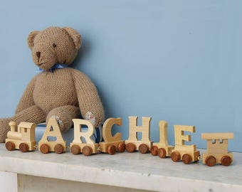 Personalized Wooden Name Train: Baby Keepsake, Christening Gift